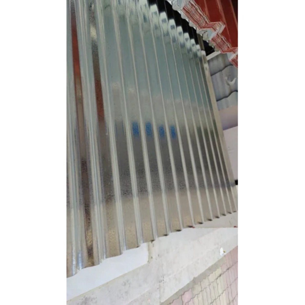 Gc Roofing Sheet - Galvanized Corrugated Material 8 ft Length x 2 ft Width Silver Color 0.15 mm Thickness Ideal for Industrial Use