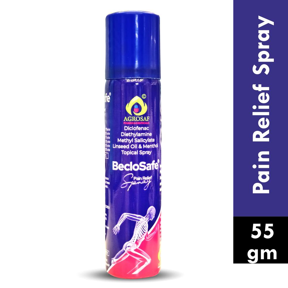 BECLOSAFE PAIN RELIEF SPRAY - Diclofenac Diethylamine Ip 1.16%w/w Eq.to.dicofenac Sodium Ip 1.00%w/w+virgin Linseed Oil Bp 3% W/w+methyl Salicylate Ip 10% W/w+menthol Ip 5% W/w