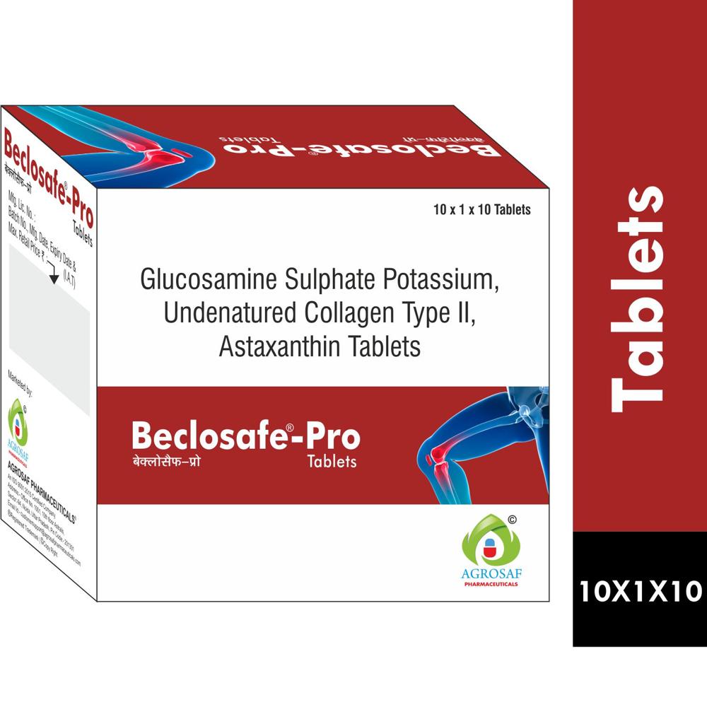Beclosafe Pro Tablet - Glucosamine Sulphate, Potassium, Undenatured Collagen Type Ii, Astaxanthin Tablet - Drug Type: General Medicines