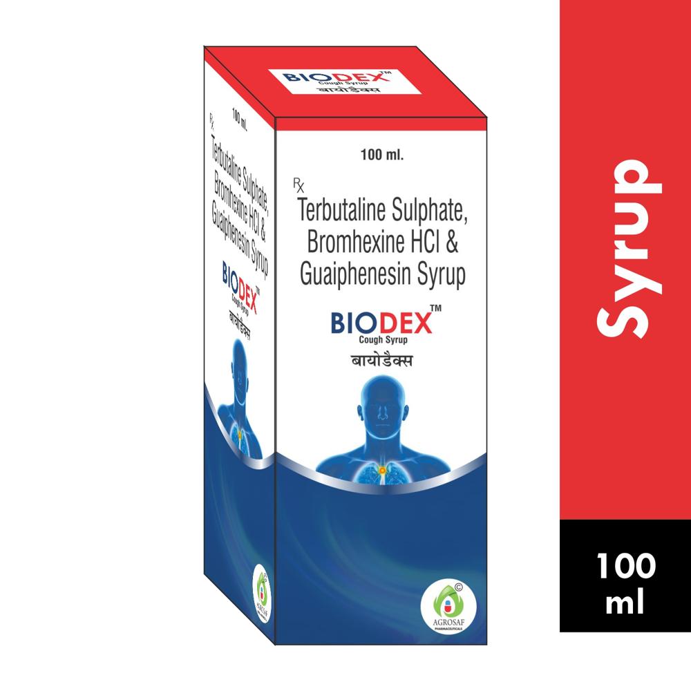 BIODEX SYRUP - Bromhexine 2mg + Guaiphenesin 50mg + Terbutaline Sulphate 1.25mg Syrup Base /5ml