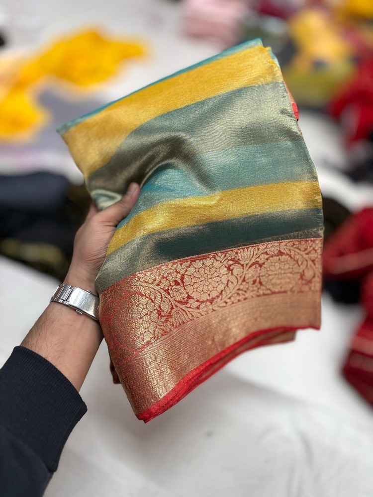 Tissue Silk Saree - Color: As Per Images