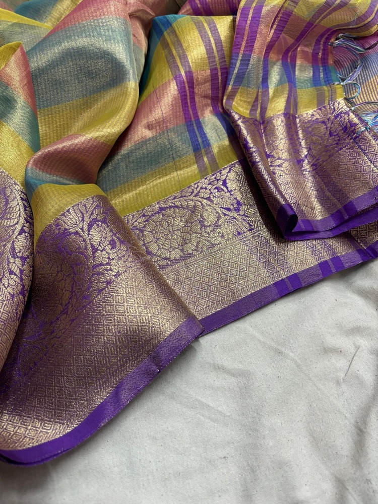 Tissue Silk Saree - Color: As Per Images