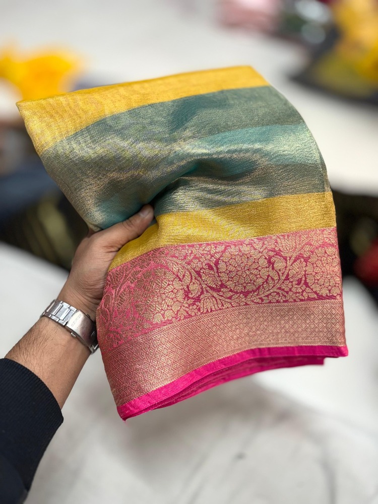 Tissue Silk Saree - Color: As Per Images