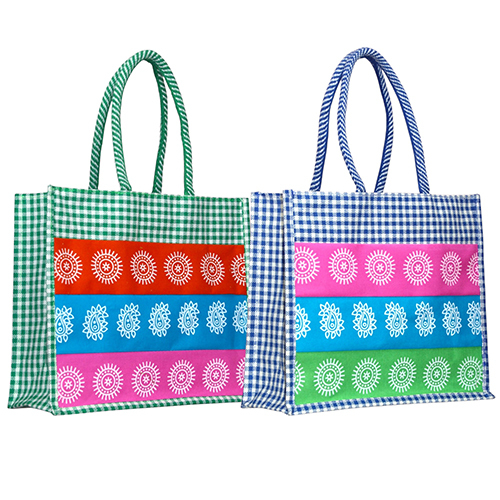 4 Border Strip Jute Bag - Color: Different Available