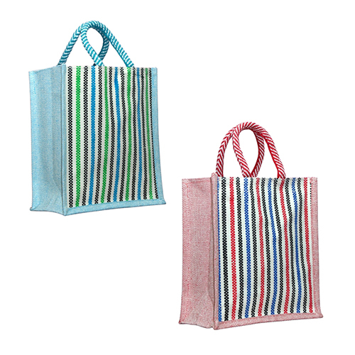 Canvas Juko Strip Jute Bag - Color: Different Available