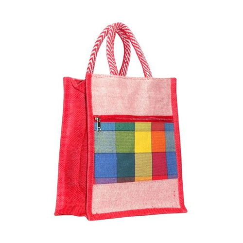 Check Pocket Jute Bag