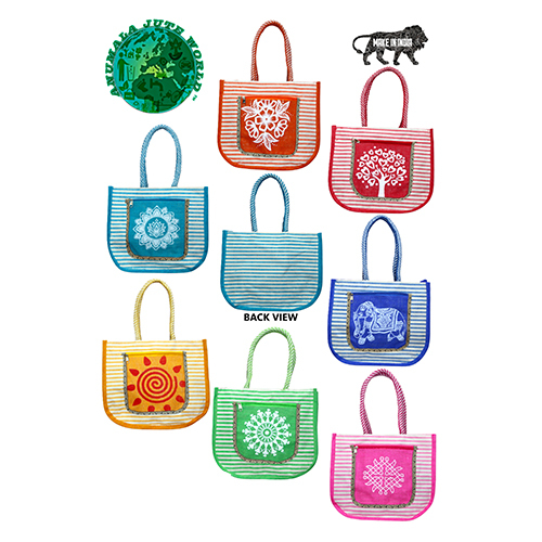 11X12 Inch Medium Round Hand Jute Bag - Color: Different Available