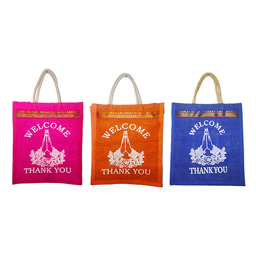 Welcome Thankyou Kolam Jute Bag - Feature: High Quality
