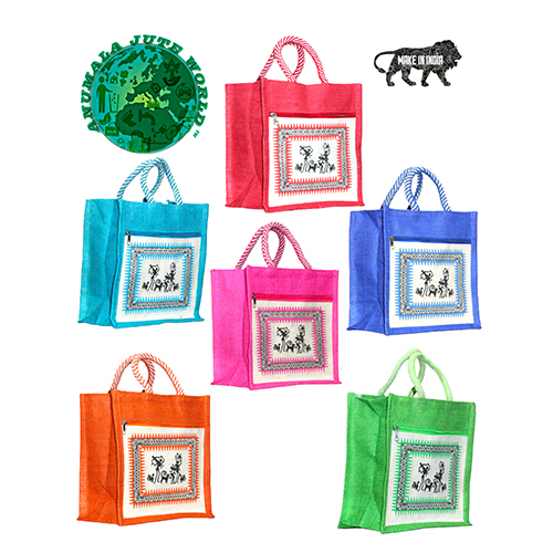 Tribe Art Jute And Canvas Bag - Color: Different Available