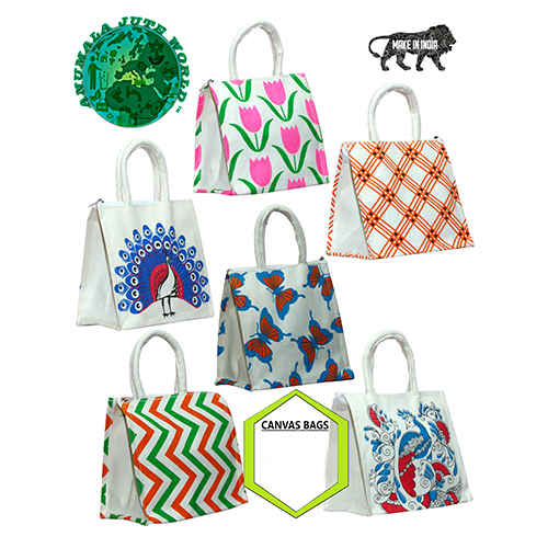 8X9 Inch White Canvas Jute Bag - Color: Different Available