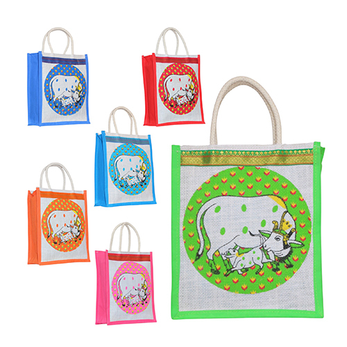 Gau Mata Printed Jute Bag