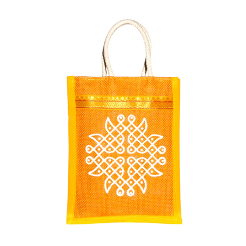 8X10 Inch Kolam Art Jute Bag - Color: Different Available