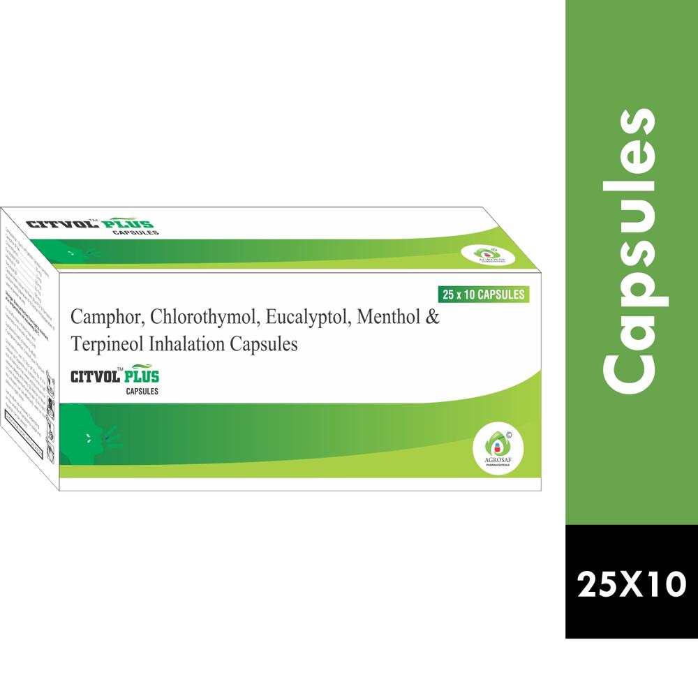 CITVOL PLUS CAPSULE - Camphor(25mg),chlorothymol(5mg),eucalyptol(125mg),terpineol(120mg) & Menthol(55mg) Soft Geletin Capsules