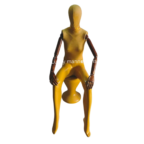 Female Sitting With Wooden Arms