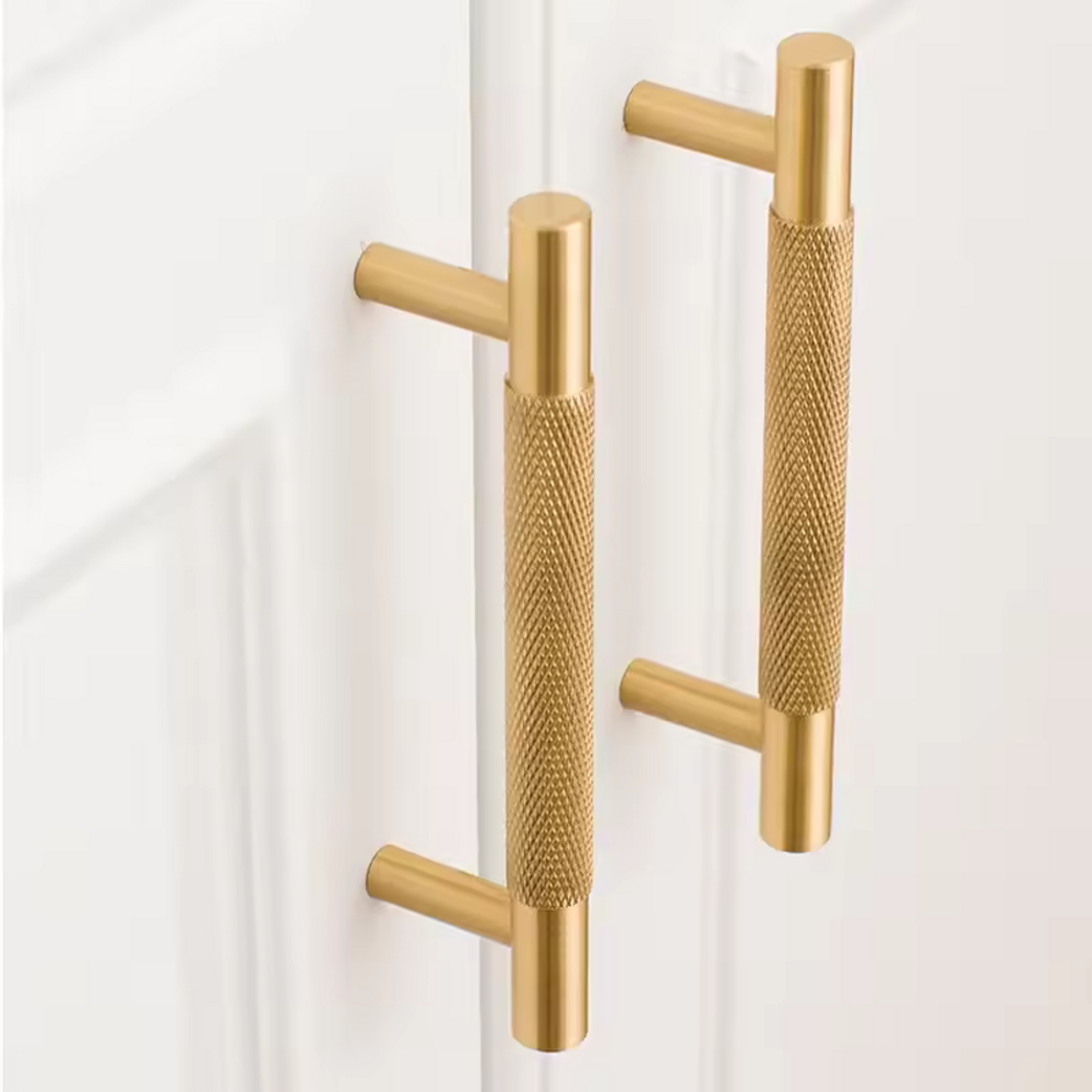 Moonlit Knurled Cabinet Handle | Drawer Handle | Wardrobe Handle | Modern Dresser Handle | Cupboard Handle | Nordic Style Long Handle - Color: Matte Gold