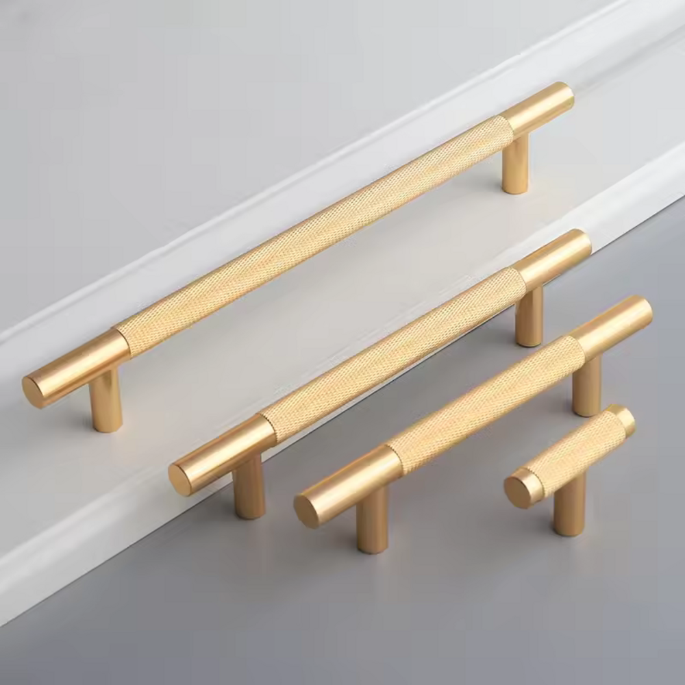 Moonlit Knurled Cabinet Handle | Drawer Handle | Wardrobe Handle | Modern Dresser Handle | Cupboard Handle | Nordic Style Long Handle - Color: Matte Gold