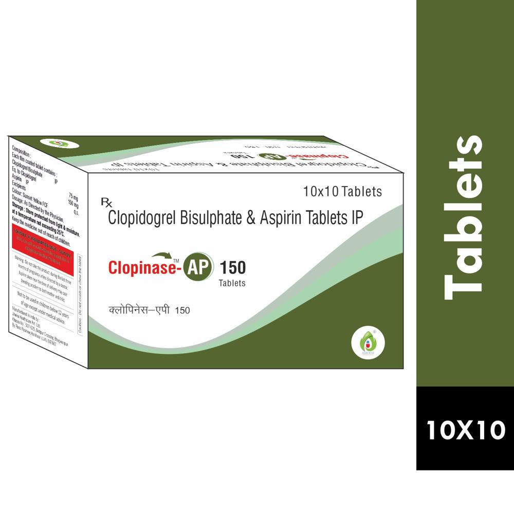 CLOPINASE AP 150 TABLET - Clopidogrel Bisulphate Eq. To Clopidogrel 75 Mg (as Pellets) & Aspirin 150 Mg (as Ec Pellets)