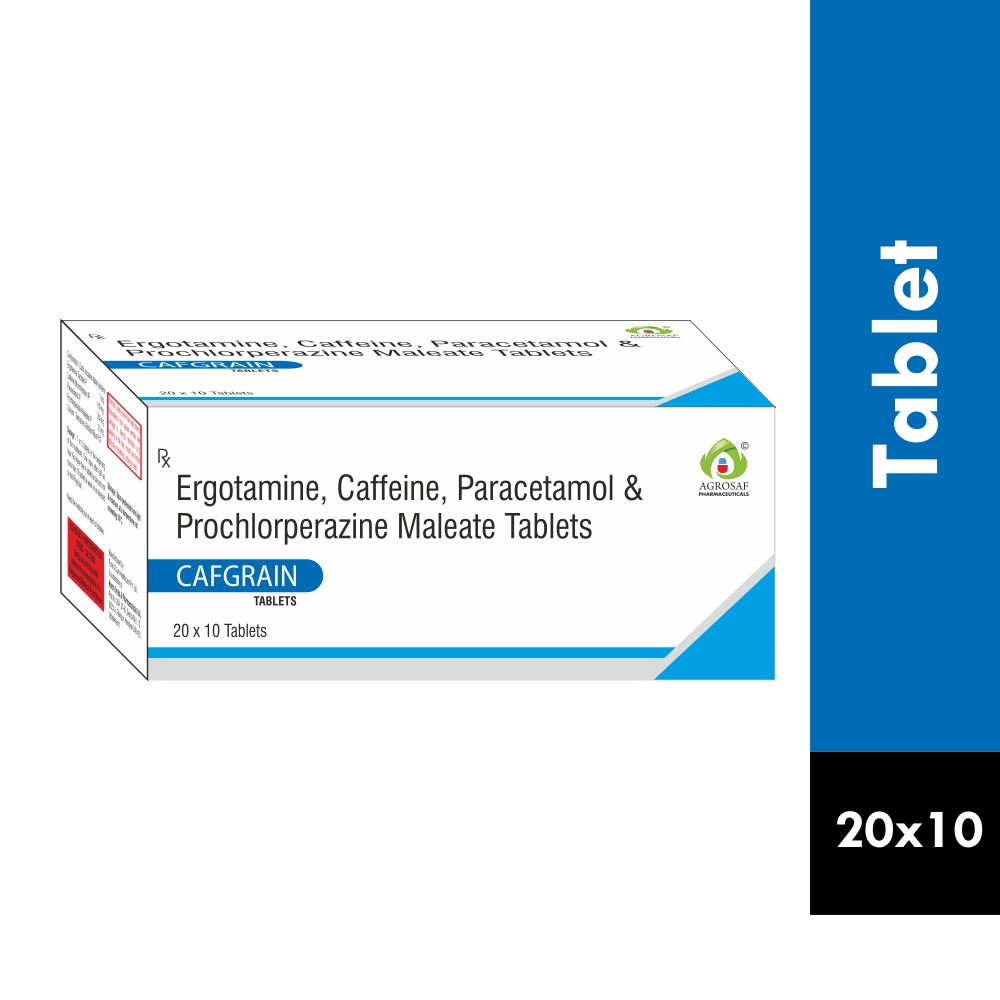 CAFGRAIN TABLET - Ergotamine (1mg)+caffeine (100mg) + Paracetamol (250mg) + Prochlorperazine (2.5mg)