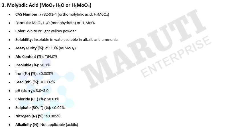 Molybdate Acid - Grade: Industrial Grade