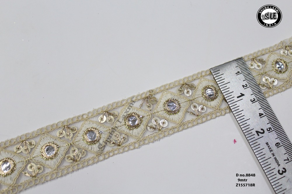 Off Whit Sequence Embroidery Lace