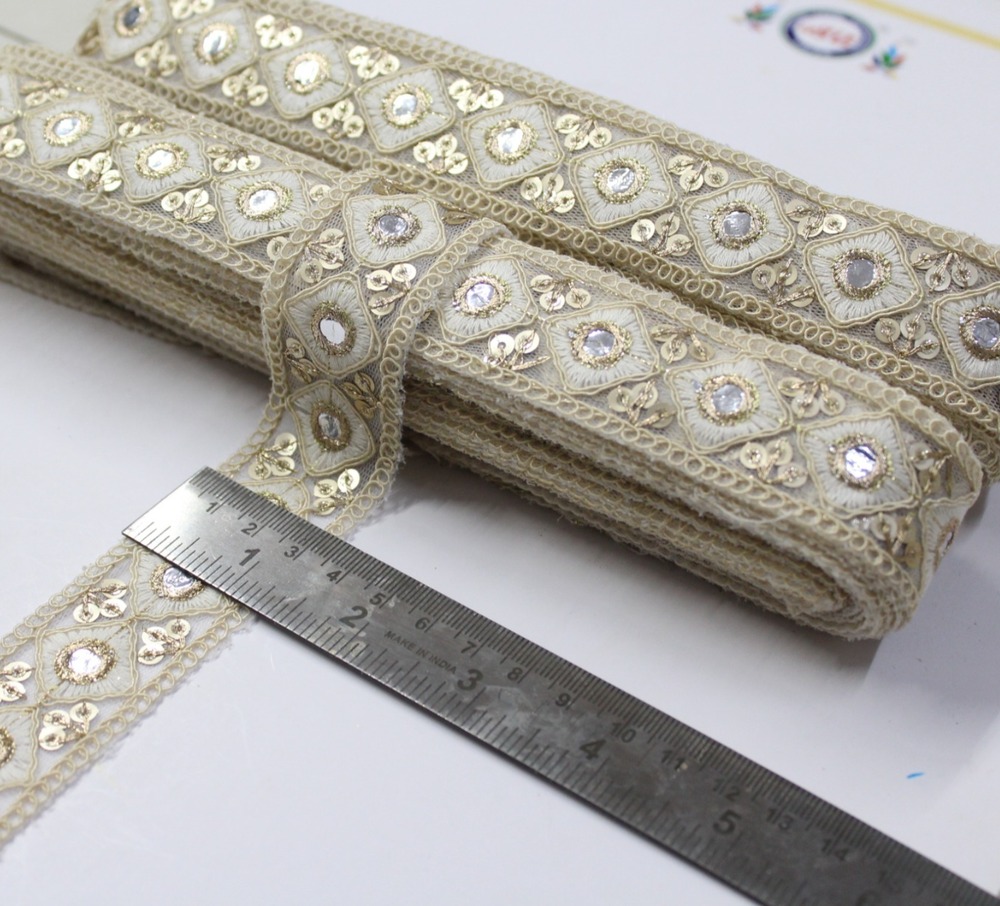 Off Whit Sequence Embroidery Lace