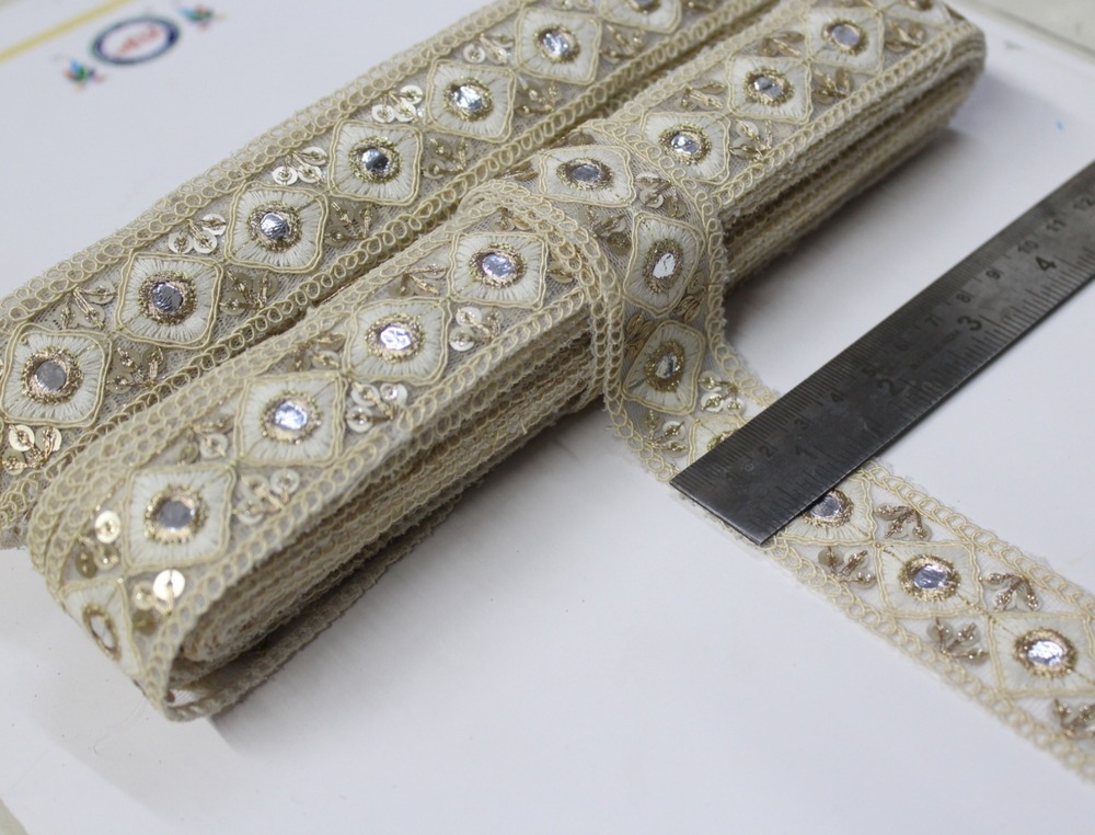 Off Whit Sequence Embroidery Lace