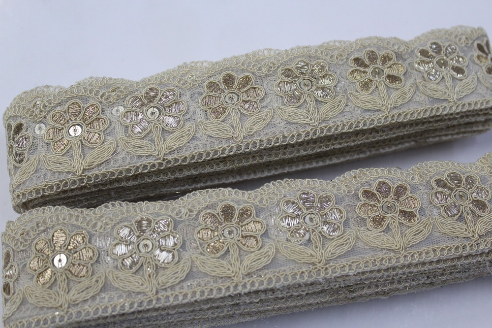Gold Embroidery Zari Thread Lace