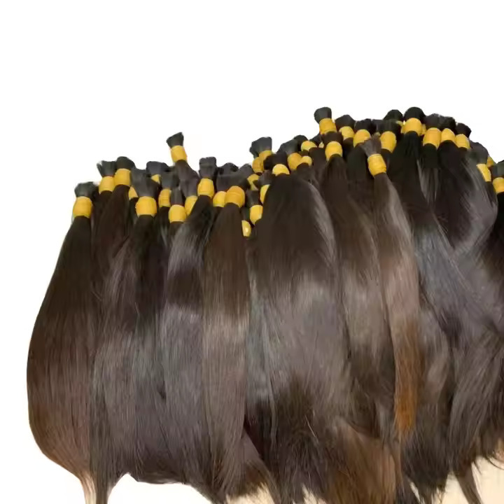 South Indian Temple Remy Natural Brown Color Bulk Hair Bundles Virgin Hair Extension