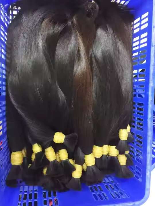 South Indian Temple Remy Natural Brown Color Bulk Hair Bundles Virgin Hair Extension