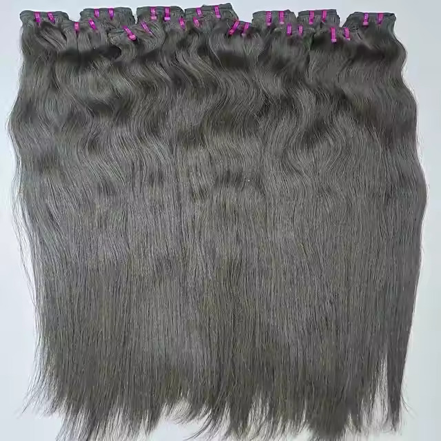 Raw Straight Indian Hair Bundles Double Drawn Wefts