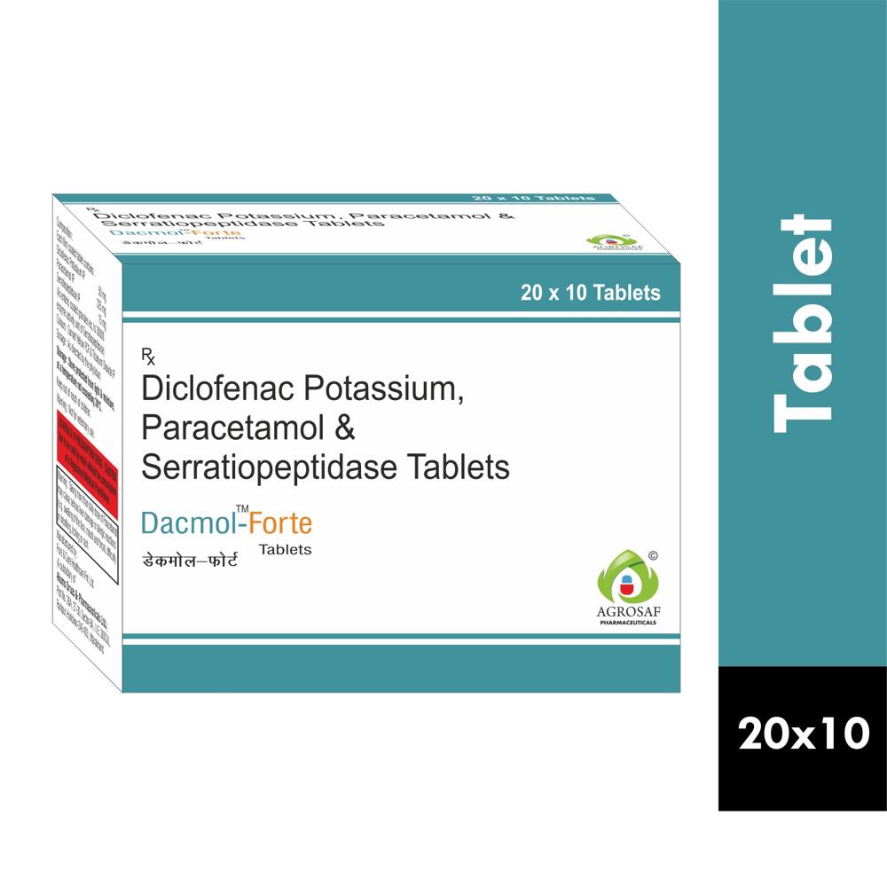 DACMOL FORTE TABLET - Diclofenac Potassium 50 Mg + Paracetamol 325mg + Serratiopeptidase 15gm