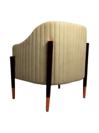Cream Luxe Curve Armchair with Wood Legs & Copper Accents