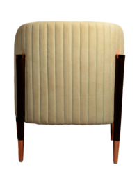 Cream Luxe Curve Armchair with Wood Legs & Copper Accents