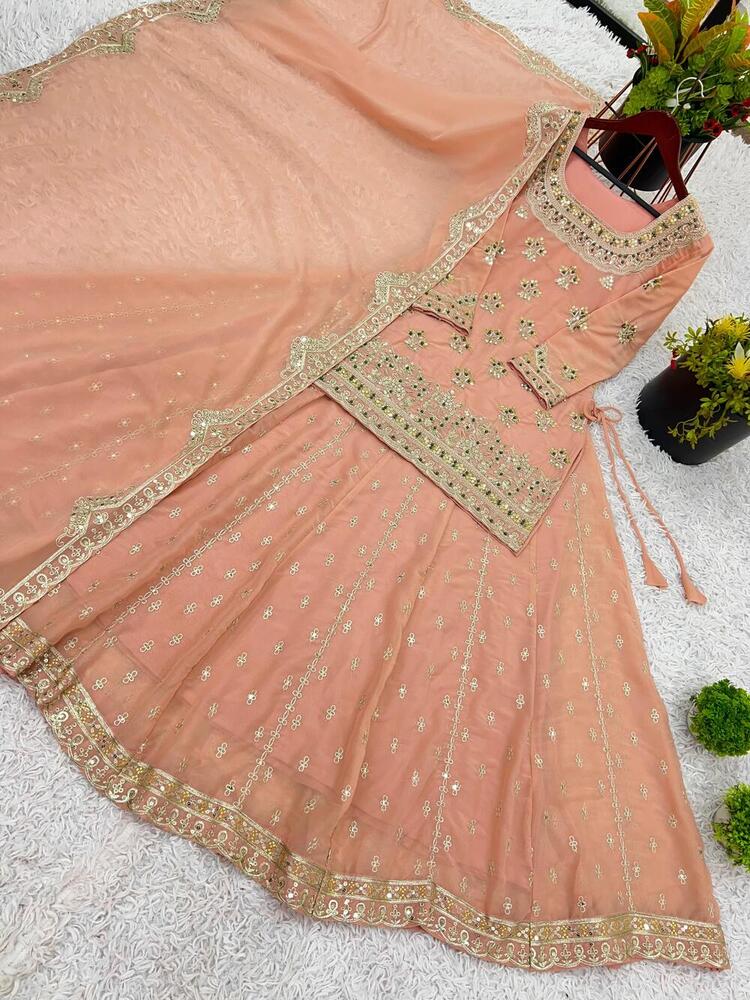 Party Wear Kurti Lehenga - Color: Single