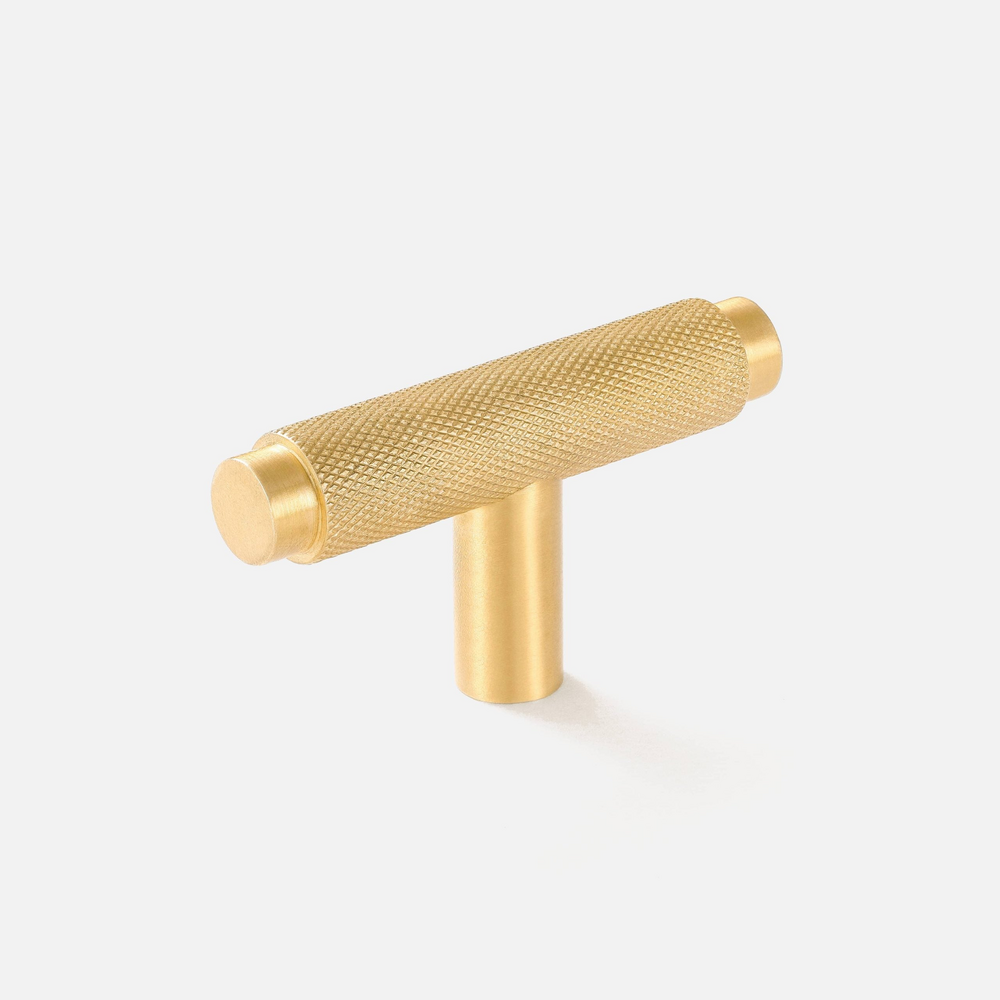 Ecliptica Knurled Knob | Kitchen Cabinet Knob | Drawer Knob | Dresser Knob | T-Shape Knob | Bathroom Knob - Color: Matte Gold