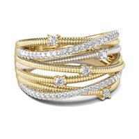 Intertwined Round Cut Lab Grown Diamond Two Tone Thread Design Ring in 18K Gold