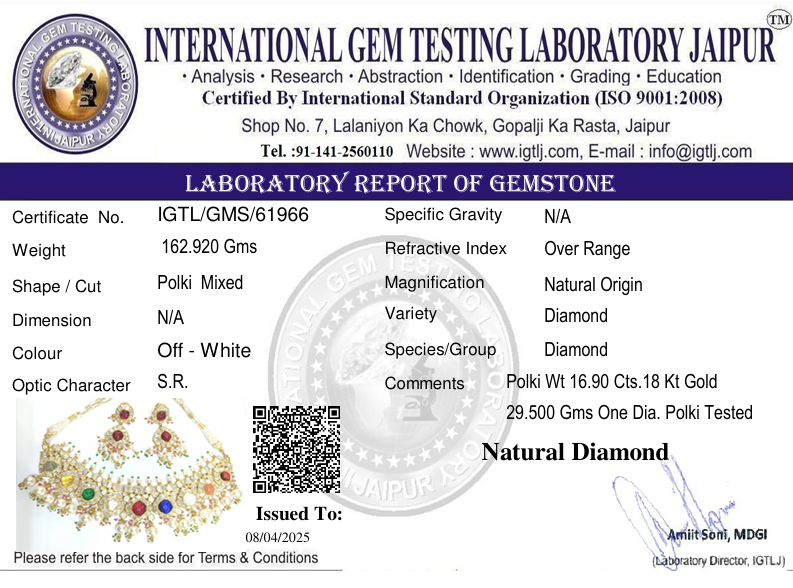 18kt Navratan Chokar Set with Real Poli Diamond