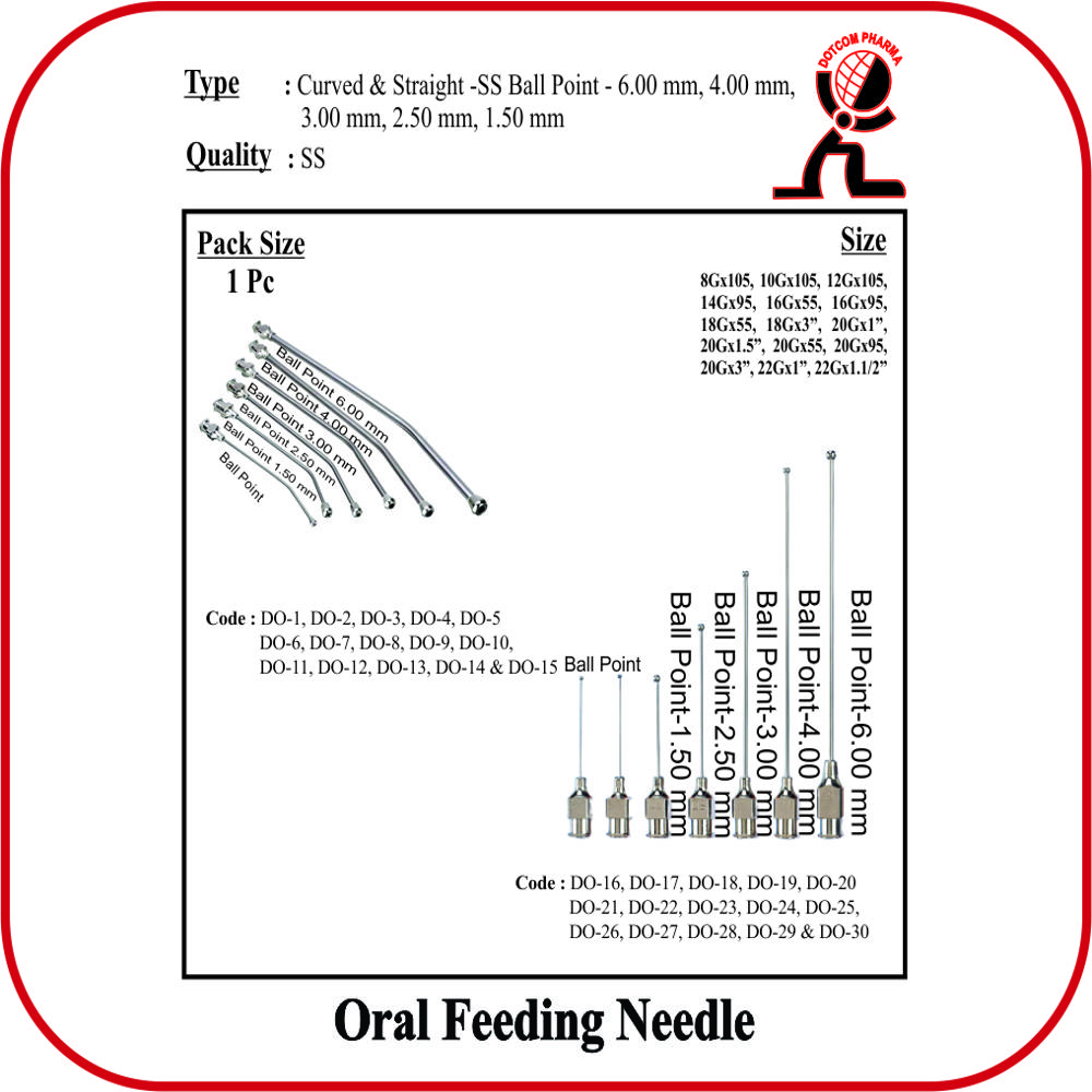 Oral Feeding Needle - Straight 1.50mm (22GX1.1/2