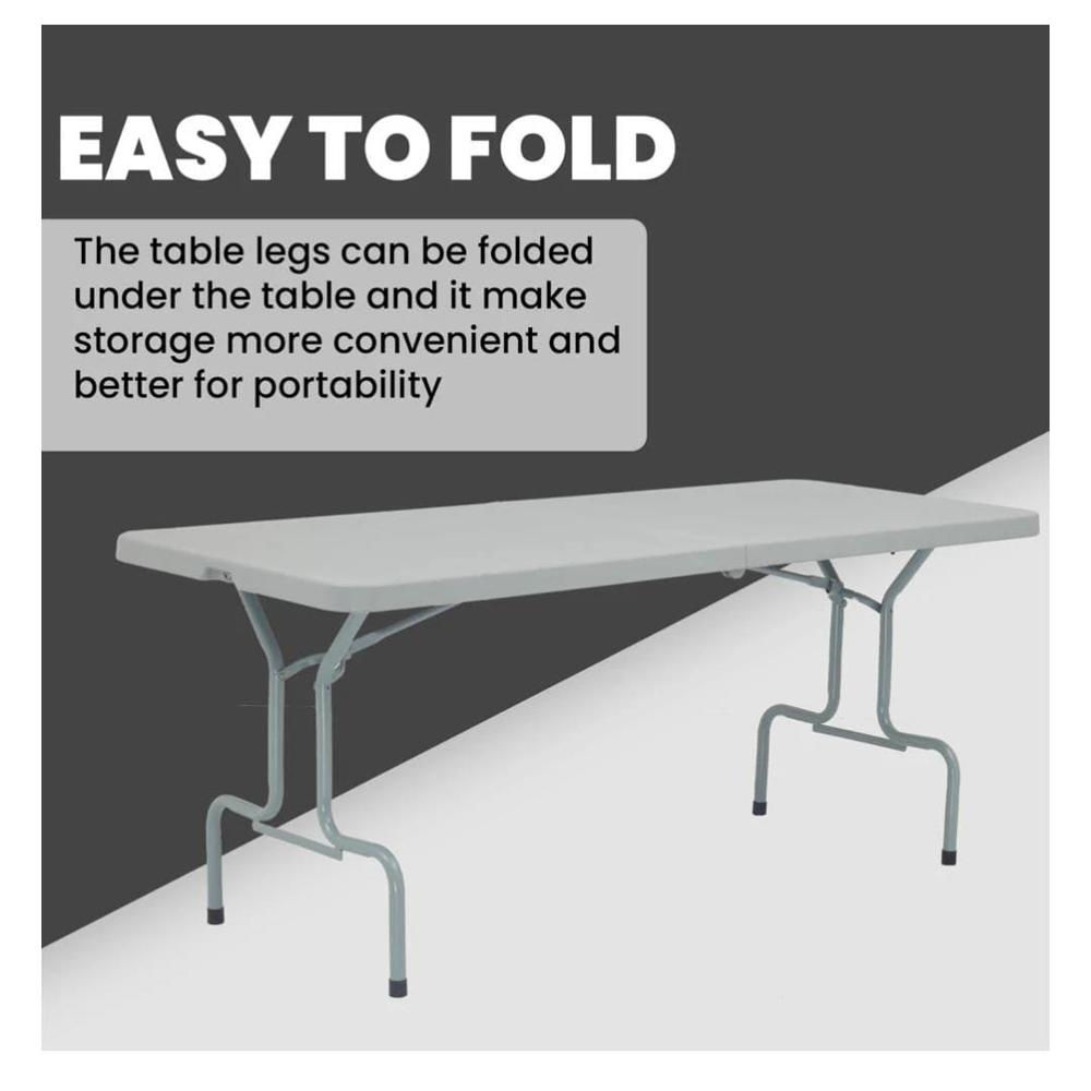 Supreme Sharp Folding Table - Hdpe, 70d X 70w X 20h Centimeters, Grey | Handmade Artwork, Eco-friendly, Smooth Finish, Laminated