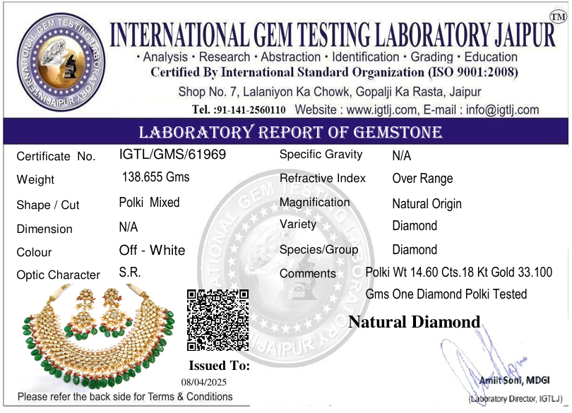 18kt Uncut Diamond Polki Necklace Set