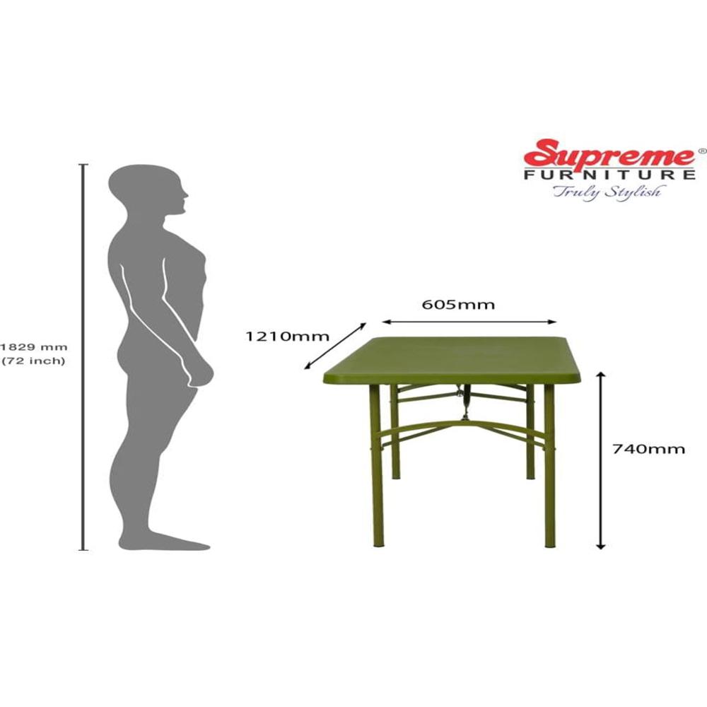 Supreme Dollar Table - 29.1x47.6x23.8 Inches, Green | 100% Virgin High Density Plastic, Foldable Height-adjustable Steel Legs, Rustproof
