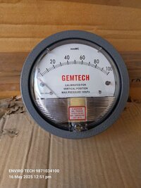Gemtech Differential Pressure Gauge Range 0-2.5 Kilopascal - Accuracy: 2% (-ha Model 1) Of Fs (3% (-ha 1.5%) On -0