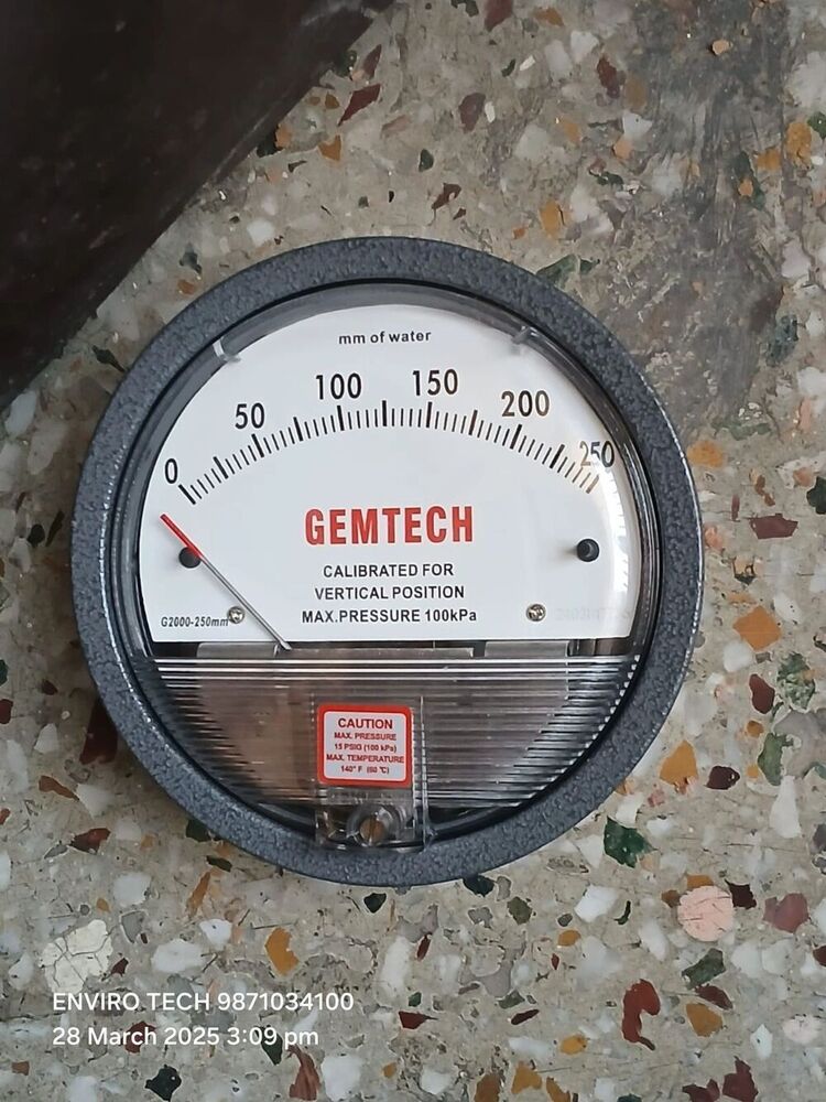 GEMTECH Differential Pressure Gauge Range 0-250 MM