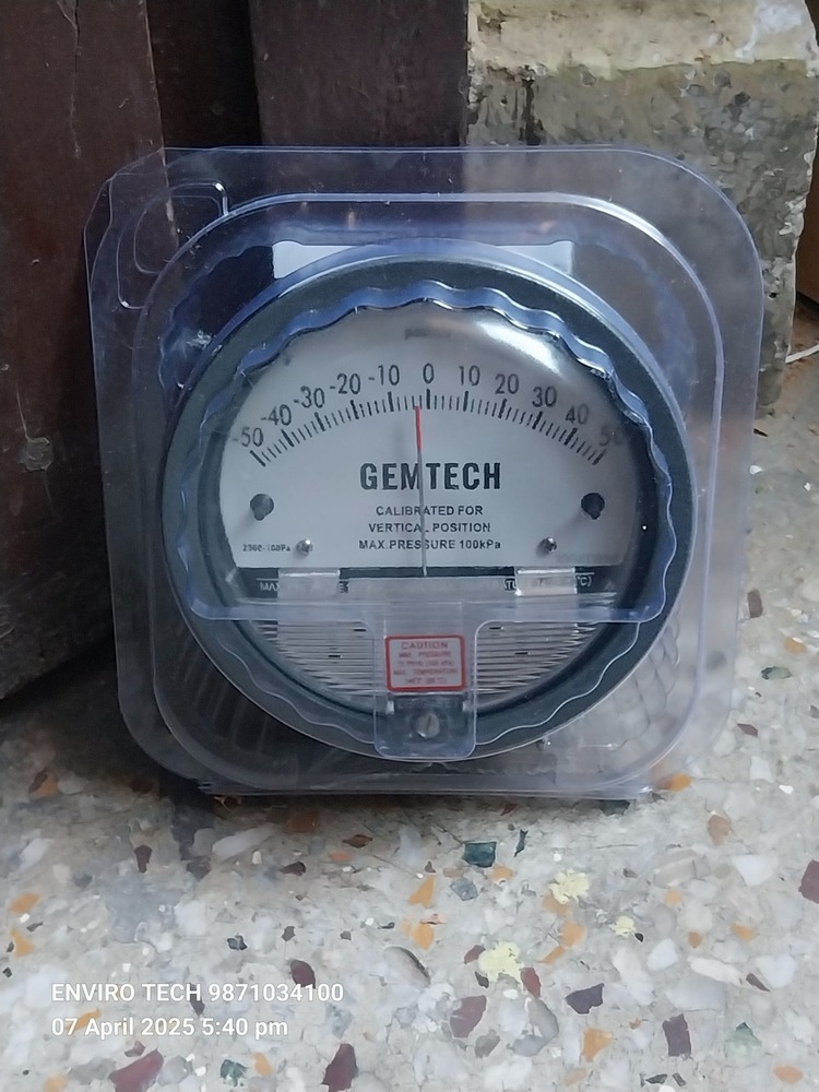 Gemtech Differential Pressure Gauge Range 50-0-50 Pascal
