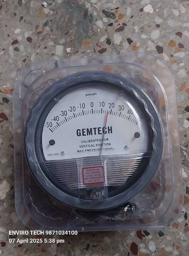 GEMTECH Differential Pressure Gauge Range 50-0-50 Pascal