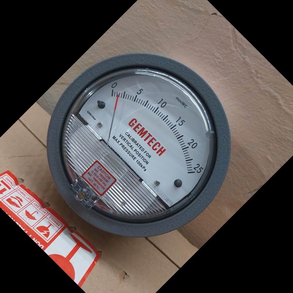 GEMTECH Differential Pressure Gauge Range 30-0-30 Pascal