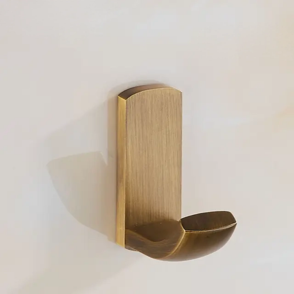 Brook Brass Hooks | Robe Hook | Kitchen Hook | Decorative Hook | Coat Hook | Adhesive Hook - Color: Matte Gold