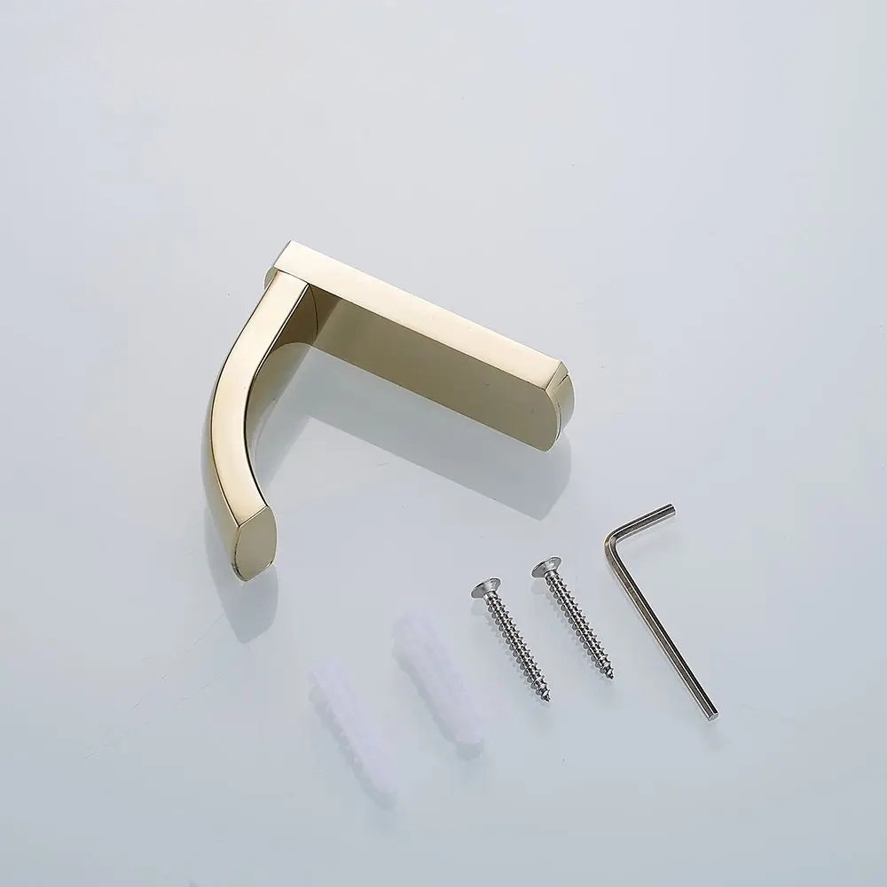 Brook Brass Hooks | Robe Hook | Kitchen Hook | Decorative Hook | Coat Hook | Adhesive Hook - Color: Matte Gold