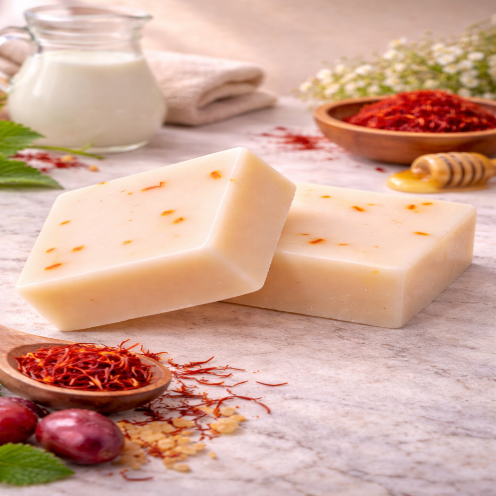 Saffron Goat Milk Soap - Color: White