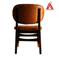 Vintage Tan Leatherette Tufted Dining Chair with Wooden Frame & Gold Tip Legs